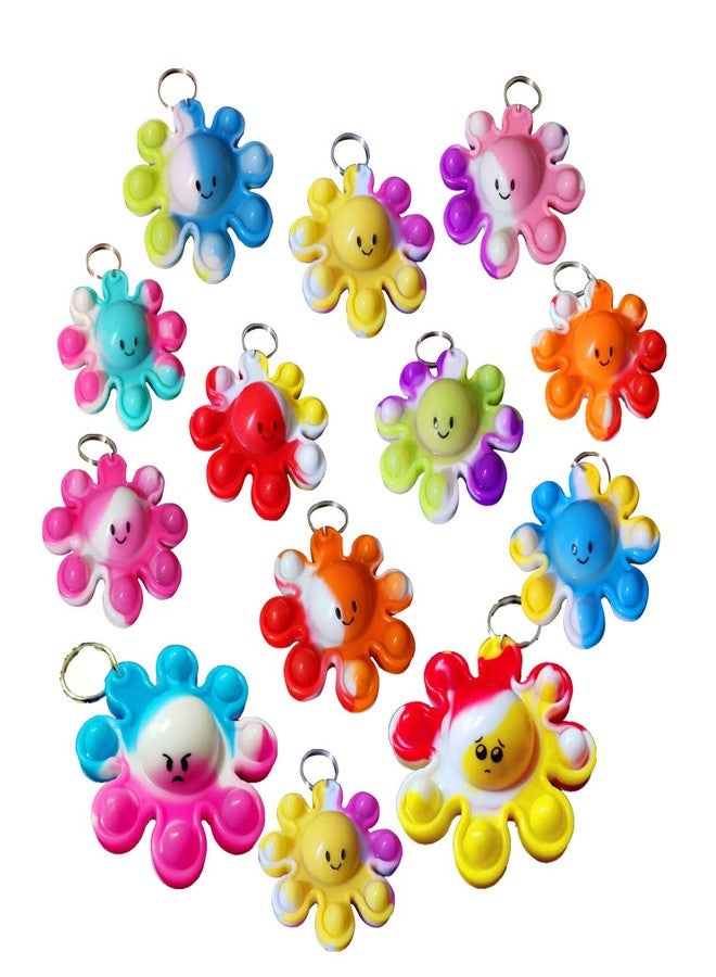 HOZKEAP 100 Packs Bulk Ocean Octopus Mini pop Fidget Assorted Color Cute Sea Creature Keychain,Boys and Girls Kids Birthday Party Favors,Classroom Students Supplies - Image 1